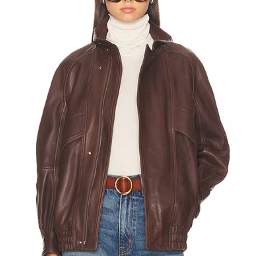 Sold Out Brown Nour Hammour Artiste Leather Bomber Jacket